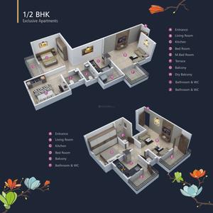 Image of 1290 Sq.ft 3 BHK Apartment / Flat for sale in Aayush Wisteria, Lohegaon, Pune for Rs. 7000000