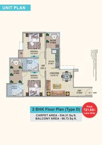 Image of 900 Sq.ft 3 BHK Apartment / Flat for sale in HRH City Vasant Valley, Sector 56A, Faridabad for Rs. 5400000