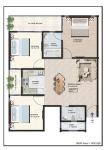 Image of 650 Sq.ft 1 RK Apartment / Flat for sale in Titania Residency , Phi IV, Greater Noida for Rs. 4200300