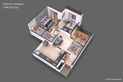 Image of 1040 Sq.ft 2 BHK Apartment / Flat for sale in Legacy Imperial, Kiwale, Pune for Rs. 6800000