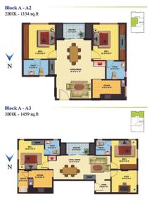 Image of 950 Sq.ft 2 BHK Apartment / Flat for sale in Ganga Ishana Apartments, Kolathur, Chennai for Rs. 7000000