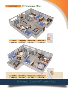 Image of 1278 Sq.ft 3 BHK Apartment / Flat for sale in Eminenza Elite, Hanspal, Bhubaneswar for Rs. 10700000