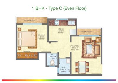 Image of 930 Sq.ft 2 BHK Apartment / Flat for sale in Raunak City Sector VI F2, Kalyan West, Kalyan for Rs. 5800000