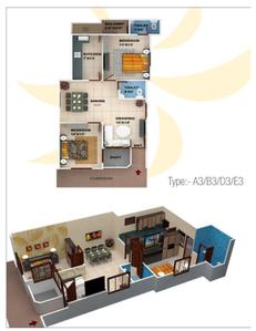 Image of 1200 Sq.ft 3 BHK Apartment / Flat for sale in Ms Agrawal Sagar Golden Palm, Bagmugaliya, Bhopal for Rs. 2950000
