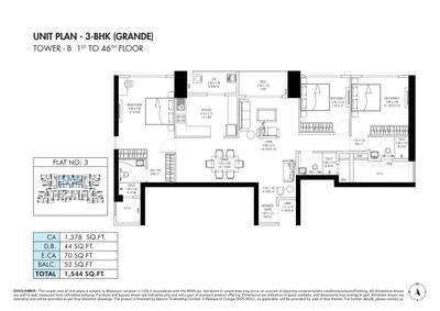 Image of 1650 Sq.ft 3 BHK Apartment / Flat for sale in Shapoorji NP, Kandivali East, Mumbai for Rs. 47500000