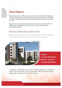 Image of 954 Sq.ft 2 BHK Apartment / Flat for sale in Rajparis Lake View, Medavakkam, Chennai for Rs. 6500000