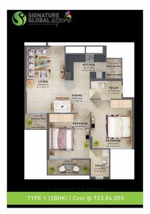 Image of 595 Sq.ft 2 BHK Apartment / Flat for sale in Global Aspire, Sector 95, Gurgaon for Rs. 4000000
