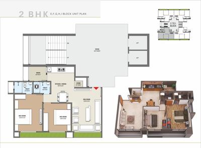 Image of 1258 Sq.ft 2 BHK Apartment / Flat for sale in Neelkanth Pushkar Residency, Hanspura, Ahmedabad for Rs. 5300000