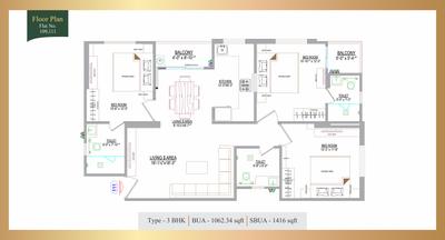 Image of 1200 Sq.ft 3 BHK Apartment / Flat for sale in The City Park, Mansarovar, Jaipur for Rs. 5500000