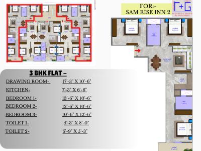 Image of 1450 Sq.ft 3 BHK Apartment / Flat for sale in Sam Rise INN 2, Noida Extension, Greater Noida for Rs. 6200000