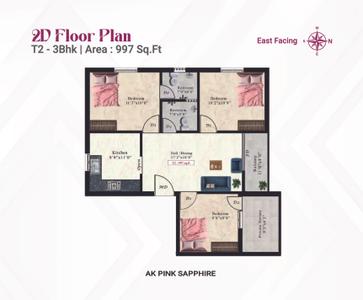Image of 469 Sq.ft 1 BHK Apartment / Flat for sale in AK Pink Sapphire, Sembakkam, Chennai for Rs. 2814000