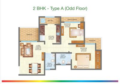 Image of 930 Sq.ft 2 BHK Apartment / Flat for sale in Raunak City Sector VI F2, Kalyan West, Kalyan for Rs. 5800000