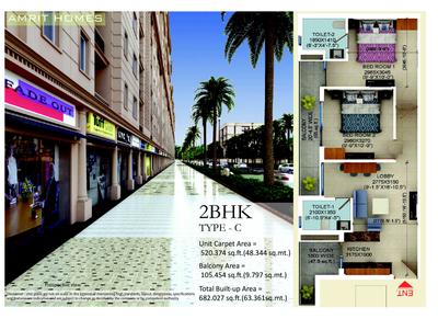 Image of 467 Sq.ft 1 BHK Apartment / Flat for sale in Sudarshan Amrit Homes, Sector 88, Faridabad for Rs. 3000000