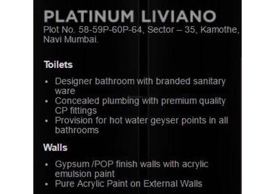 Image of 650 Sq.ft 1 BHK Apartment / Flat for sale in Platinum Liviano, Kamothe, Navi Mumbai for Rs. 7000000