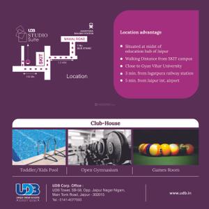 Image of 385 Sq.ft 1 BHK Apartment / Flat for sale in UDB Studio Suite, Jagatpura, Jaipur for Rs. 2500000