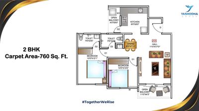 Image of 759 Sq.ft 2 BHK Apartment / Flat for sale in Yashodha East Rise, Wagholi, Pune for Rs. 6100000