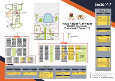 Image of 1000 Sq.ft Residential Plot / Land for sale in Naya Sector 17 Residential Plots Block A And B, Naya Raipur, Raipur for Rs. 7990000