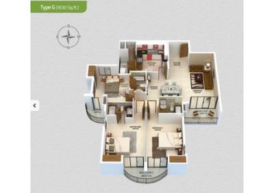 Image of 1340 Sq.ft 2 BHK Apartment / Flat for sale in Livit Harmony, Aluva, Kochi for Rs. 8000000
