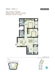 Image of 1100 Sq.ft 2 BHK Apartment / Flat for sale in Sobha Dream Heights, Gujarat International Finance Tec City, Gandhinagar for Rs. 12000000