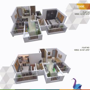 Image of 685 Sq.ft 1 BHK Apartment / Flat for sale in Sky Tisai Residency, Kalyan East, Kalyan for Rs. 4299000