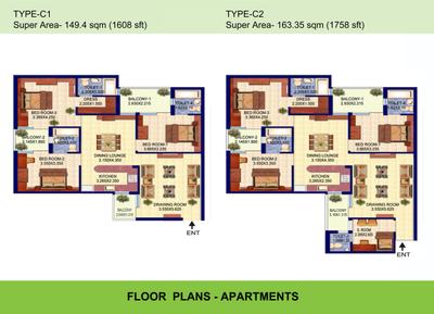 Image of 1435 Sq.ft 2.5 BHK Apartment / Flat for sale in Divine Meadows, Sector 108, Noida for Rs. 23000000