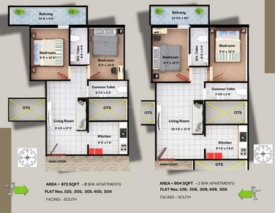 Image of 827 Sq.ft 2 BHK Apartment / Flat for sale in Sai Empire Qube, Perumanttunallur, Chennai for Rs. 5650005