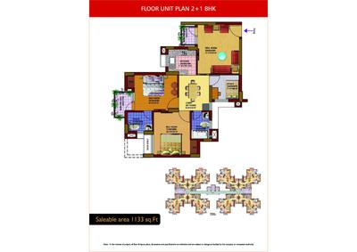 Image of 1045 Sq.ft 2 BHK Apartment / Flat for sale in SRS Royal Hills, Sector 87, Faridabad for Rs. 8000000