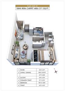 Image of 312 Sq.ft 1 BHK Apartment / Flat for sale in Atmiya Prime Vista Phase 2, Ghatkopar East, Mumbai for Rs. 6820000