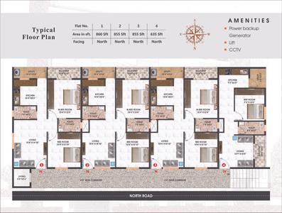 Image of 1435 Sq.ft 3 BHK Apartment / Flat for sale in Sai Priya Brundavanam 2, Electronic City, Bengaluru for Rs. 7490000