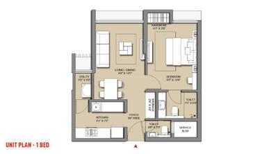 Image of 850 Sq.ft 2 BHK Apartment / Flat for sale in Lodha Majiwada Tower 1, Thane West, Thane for Rs. 12800000