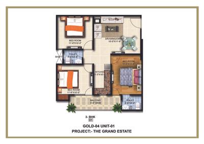 Image of 1450 Sq.ft 3 BHK Apartment / Flat for sale in SK The Grand Estate 2, Noida Extension, Greater Noida for Rs. 6799000