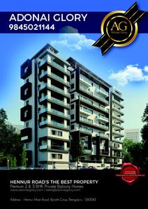 Image of 1300 Sq.ft 2 BHK Apartment / Flat for sale in Adonai Glory, Hennur, Bengaluru for Rs. 8000000