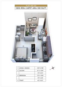 Image of 312 Sq.ft 1 BHK Apartment / Flat for sale in Atmiya Prime Vista Phase 2, Ghatkopar East, Mumbai for Rs. 6820000
