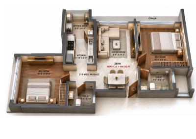 Image of 600 Sq.ft 2 BHK Apartment / Flat for sale in Elegance Heights, Malad East, Mumbai for Rs. 12400000