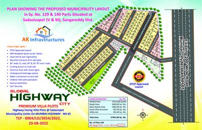 Image of 167 Sq.ft Residential Plot / Land for sale in Global Highway City , Sadasivpet, Sangareddy for Rs. 3300000
