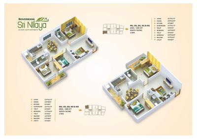 Image of 1050 Sq.ft 2 BHK Apartment / Flat for sale in Sovereign Srinilaya, Sompura, Bengaluru for Rs. 6300000
