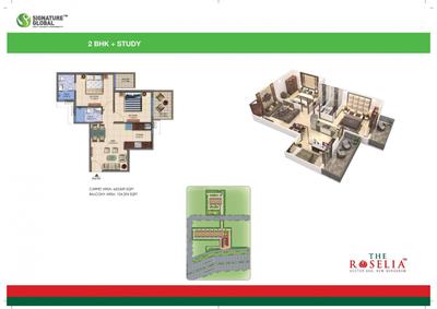 Image of 650 Sq.ft 2 BHK Apartment / Flat for sale in Signature Global Roselia 2, Sector 95A, Gurgaon for Rs. 5400000