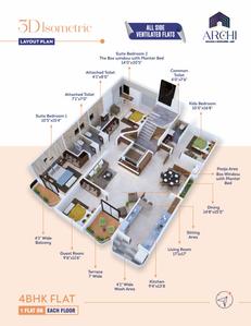 Image of 2450 Sq.ft 3 BHK Apartment / Flat for sale in Archi Devanya VI, Chatrapati Nagar, Nagpur for Rs. 15998000