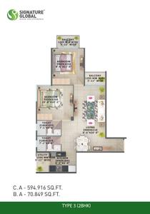 Image of 900 Sq.ft 2 BHK Apartment / Flat for sale in Signature Global Orchard Avenue , Sector 93, Gurgaon for Rs. 6000000