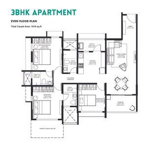 Image of 1145 Sq.ft 2 BHK Apartment / Flat for sale in Oxford Florida River Walk, Mundhwa, Pune for Rs. 9600000