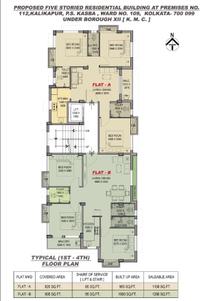 Image of 1280 Sq.ft 3 BHK Apartment / Flat for sale in Anjaneya Sunflower Square, Kalikapur, EM Bypass, Kolkata for Rs. 9500000