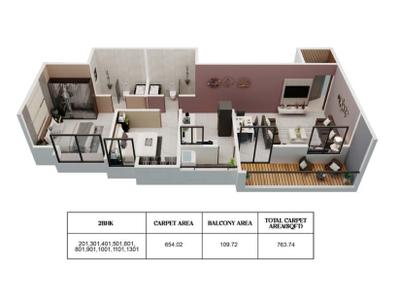 Image of 1040 Sq.ft 2 BHK Apartment / Flat for sale in Adya Alcove, Wakad, Pune for Rs. 10300000