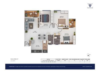 Image of 1500 Sq.ft 3 BHK Apartment / Flat for sale in Tatvam V Uptown D Wing and E Wing, Kiwale, Pune for Rs. 13000000