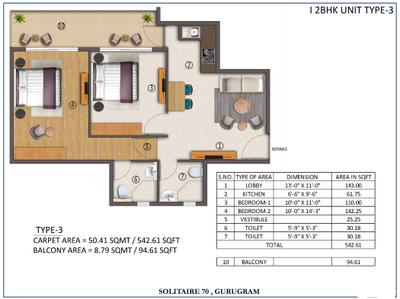 Image of 542 Sq.ft 2 BHK Apartment / Flat for sale in Riseonic Solitaire 70, Sector 70, Gurgaon for Rs. 8200000