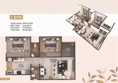 Image of 962 Sq.ft 2 BHK Apartment / Flat for sale in SMK Pride, Chikhali, Pune for Rs. 4750000