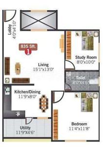 Image of 1215 Sq.ft 3 BHK Apartment / Flat for sale in Aithena Mannat, Vivek Nagar, Bengaluru for Rs. 9700000