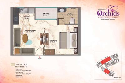 Image of 725 Sq.ft 1 BHK Apartment / Flat for sale in Om Shri Vrinda Orchids, Sunrakh Bangar, Vrindavan for Rs. 5500000