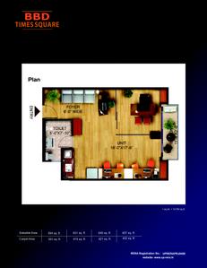 Image of 645 Sq.ft 1 BHK Studio for sale in Viraj BBD Times Square, Gomti Nagar, Lucknow for Rs. 6500000