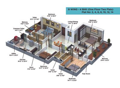 Image of 3037 Sq.ft 4 BHK Apartment / Flat for sale in Valencia Riverside, Veer Sawarkar Nagar, Nashik for Rs. 23000000