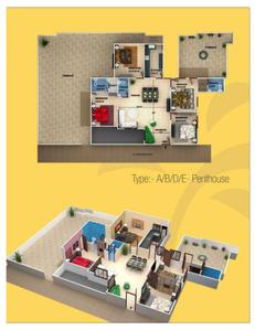 Image of 1200 Sq.ft 3 BHK Apartment / Flat for sale in Ms Agrawal Sagar Golden Palm, Bagmugaliya, Bhopal for Rs. 2950000
